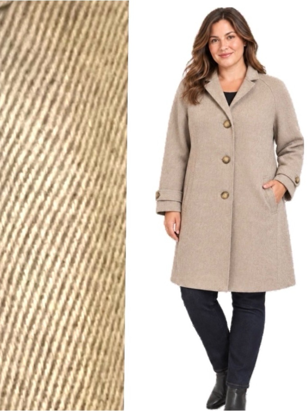 Joan’s New York stand collar coat wool blend with buttons classic style s/14W